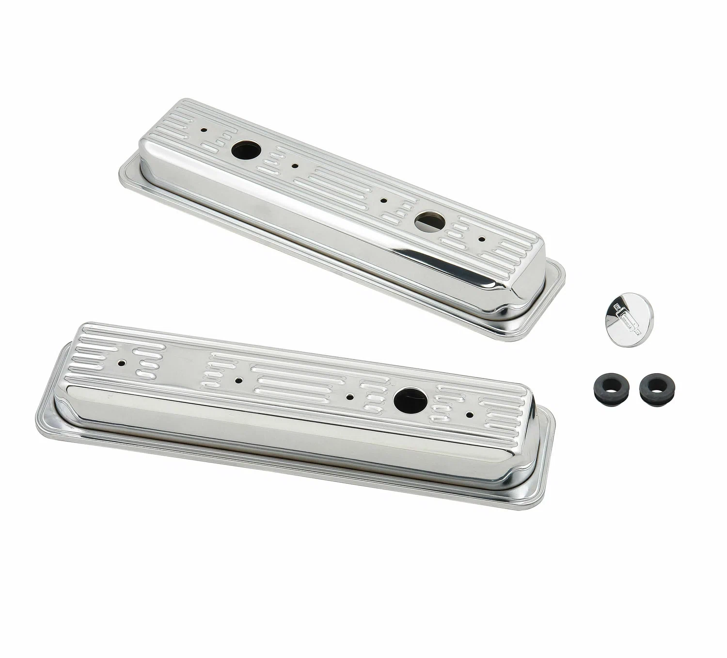 Mr. Gasket Chrome Valve Covers - Finned - 9415